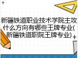 新疆铁道职业技术学院主攻什么方向有哪些王牌专业(新疆铁道职院王牌专业)