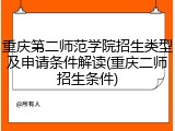 重庆第二师范学院招生类型及申请条件解读(重庆二师招生条件)