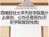 西南财经大学天府学院是什么级别，公办还是民办(天府学院级别性质)