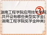 湖南工程学院应用技术学院共开设有哪些类型奖学金(湖南工程学院奖学金种类)