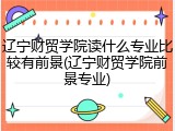 辽宁财贸学院读什么专业比较有前景(辽宁财贸学院前景专业)
