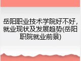 岳阳职业技术学院好不好，就业现状及发展趋势(岳阳职院就业前景)
