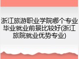 浙江旅游职业学院哪个专业毕业就业前景比较好(浙江旅院就业优势专业)