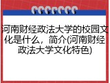 河南财经政法大学的校园文化是什么，简介(河南财经政法大学文化特色)
