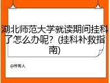 湖北师范大学就读期间挂科了怎么办呢？(挂科补救指南)