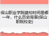 保山职业学院建校时间是哪一年，什么历史背景(保山职院校史)