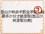 嵩山少林武术职业学院一般要多少分才能录取(嵩山少林录取分数)