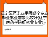 辽宁医药职业学院哪个专业毕业就业前景比较好(辽宁医药学院好就业专业)