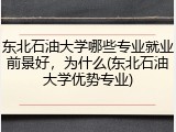 东北石油大学哪些专业就业前景好，为什么(东北石油大学优势专业)