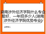 湖南涉外经济学院什么专业最好，一年招多少人(湖南涉外经济学院优势专业)