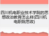 四川机电职业技术学院的思想政治教育怎么样(四川机电职院思政)