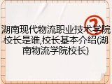 湖南现代物流职业技术学院校长是谁,校长基本介绍(湖南物流学院校长)
