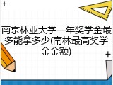 南京林业大学一年奖学金最多能拿多少(南林最高奖学金金额)
