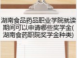 湖南食品药品职业学院就读期间可以申请哪些奖学金(湖南食药职院奖学金种类)
