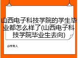 山西电子科技学院的学生毕业都怎么样了(山西电子科技学院毕业生去向)