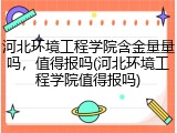 河北环境工程学院含金量量吗，值得报吗(河北环境工程学院值得报吗)