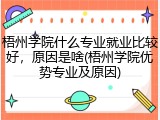 梧州学院什么专业就业比较好，原因是啥(梧州学院优势专业及原因)