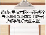 邯郸应用技术职业学院哪个专业毕业就业前景比较好(邯郸学院好就业专业)
