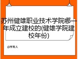 苏州健雄职业技术学院哪一年成立建校的(健雄学院建校年份)
