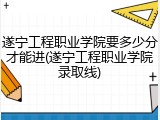 遂宁工程职业学院要多少分才能进(遂宁工程职业学院录取线)
