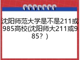 沈阳师范大学是不是211或985高校(沈阳师大211或985？)