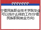 宁夏民族职业技术学院毕业可以找什么样的工作(宁夏民族职院就业方向)