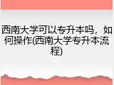 西南大学可以专升本吗，如何操作(西南大学专升本流程)