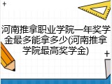 河南推拿职业学院一年奖学金最多能拿多少(河南推拿学院最高奖学金)