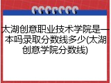 太湖创意职业技术学院是一本吗录取分数线多少(太湖创意学院分数线)