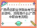 广西中远职业学院自考可以去读吗，流程是什么(广西中职自考流程)