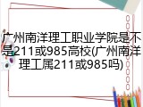 广州南洋理工职业学院是不是211或985高校(广州南洋理工属211或985吗)