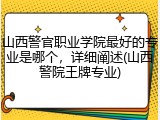 山西警官职业学院最好的专业是哪个，详细阐述(山西警院王牌专业)