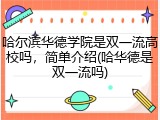 哈尔滨华德学院是双一流高校吗，简单介绍(哈华德是双一流吗)