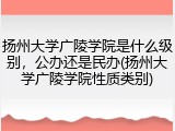 扬州大学广陵学院是什么级别，公办还是民办(扬州大学广陵学院性质类别)