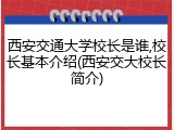 西安交通大学校长是谁,校长基本介绍(西安交大校长简介)