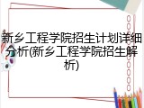 新乡工程学院招生计划详细分析(新乡工程学院招生解析)