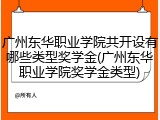 广州东华职业学院共开设有哪些类型奖学金(广州东华职业学院奖学金类型)