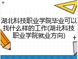 湖北科技职业学院毕业可以找什么样的工作(湖北科技职业学院就业方向)