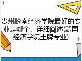 贵州黔南经济学院最好的专业是哪个，详细阐述(黔南经济学院王牌专业)