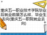 重庆五一职业技术学院毕业后就业前景怎么样，毕业生去向(重庆五一职院就业去向)