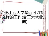 合肥工业大学毕业可以找什么样的工作(合工大就业方向)