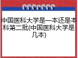 中国医科大学是一本还是本科第二批(中国医科大学是几本)