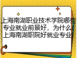 上海南湖职业技术学院哪些专业就业前景好，为什么(上海南湖职院好就业专业)