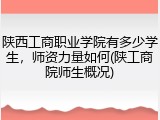 陕西工商职业学院有多少学生，师资力量如何(陕工商院师生概况)