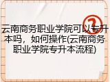 云南商务职业学院可以专升本吗，如何操作(云南商务职业学院专升本流程)