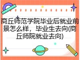 商丘师范学院毕业后就业前景怎么样,毕业生去向(商丘师院就业去向)