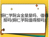 铜仁学院含金量量吗，值得报吗(铜仁学院值得报吗)