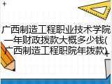 广西制造工程职业技术学院一年财政拨款大概多少钱(广西制造工程职院年拨款)