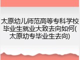 太原幼儿师范高等专科学校毕业生就业大致去向如何(太原幼专毕业生去向)