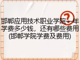 邯郸应用技术职业学院一年学费多少钱，还有哪些费用(邯郸学院学费及费用)